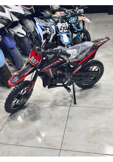 Enbest Benzınlı Çocuk Cros Motoru Hidrolik Frenler 7-17 Yaş Kırmızı