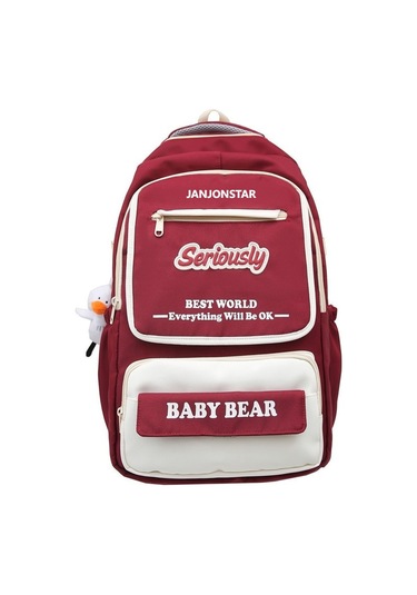 Genç Kızlar İçin Şık Ve Konforlu Büyük Kapasiteli Okul Çantası, Ortaokul Öğrencilerine Özel Modaya Uygun Sırt Çantası, Dayanıklı Ve Ergonomik Tasarım Kirmizi