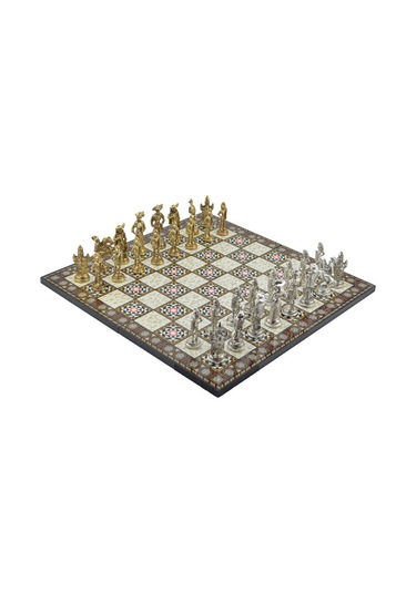 Gifthome Metal Satranç Takımı - Seti Battal ispanyol parlak Kat