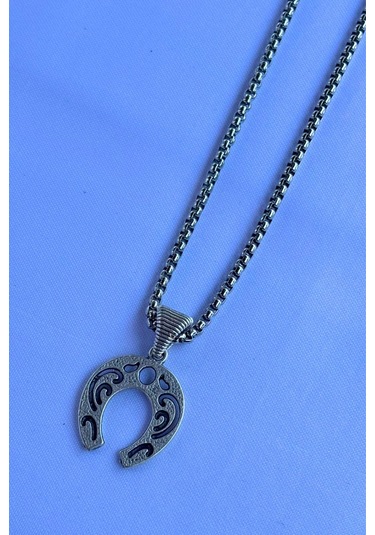 Nal El İşçiliği Paslanmaz Çelik Zincir Erkek Kolye Gümüş