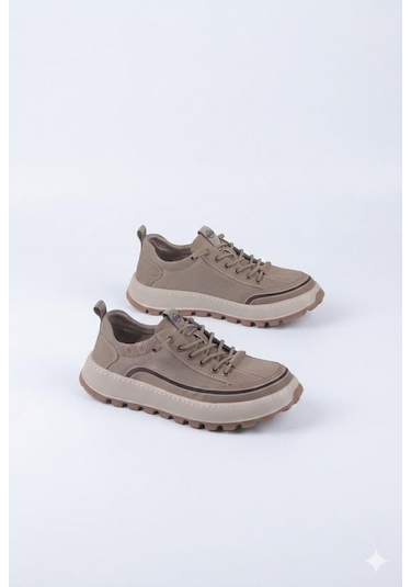 Guja 26y514 Rahat Hafif Taban Tekstil Lastik Bağcıklı Sneaker Erkek Ayakkabı Haki