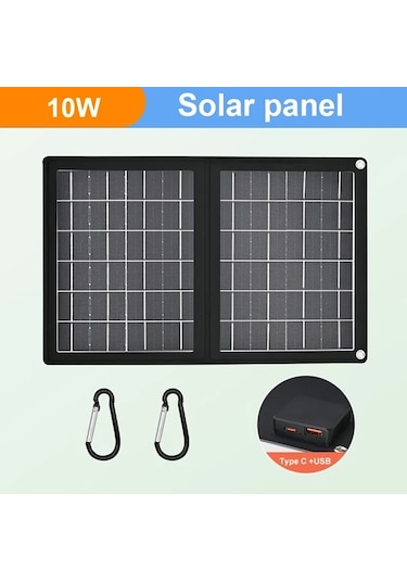 Motion003 Taşınabilir Güneş Paneli Şarj Cihazı 36.8x23.5 Cm Siyah 2si 1 Arada Katlanabilir Usb Type C Portlu Su Geçirmez Kamp Seyahat Acil Durum Şarj