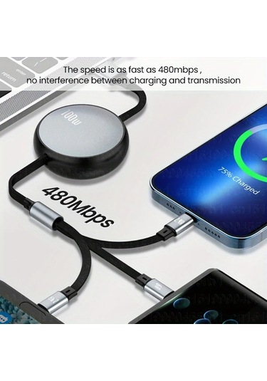 Brightnova 3 İn 1 Data Kablosu 100w 1 2m Yeşil 47 24 İnç 3a 6a Usb Hızlı Şarj İphone Uyumlu 13 14 12 11 Pro X Max Type C Micro Huawei