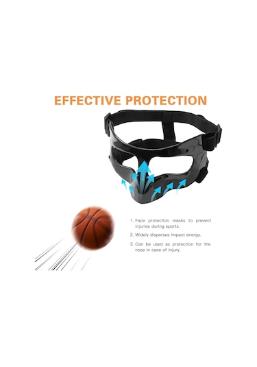 Ranyeek Siyah Spor Yüz Koruyucu Maske, Basketbol Ve Futbol Antrenmanları İçin Burun Korumalı