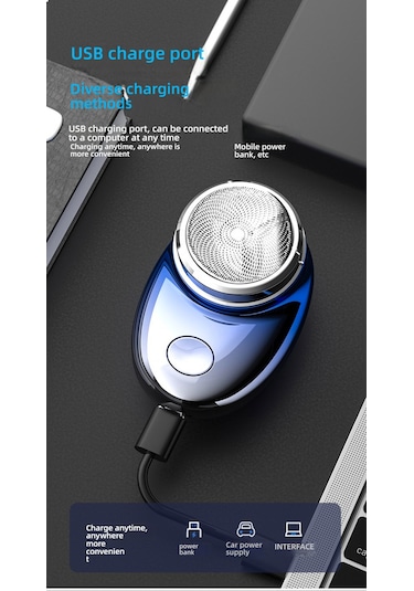 Mini Elektrikli Tıraş Makinesi, Taşınabilir, Su Geçirmez Mavi1