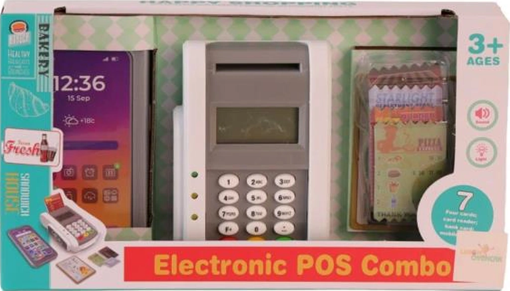 Pilli Işıklı Sesli Elektronik Oyuncak Pos Cihazı Seti Evcilik Market Oyuncağı