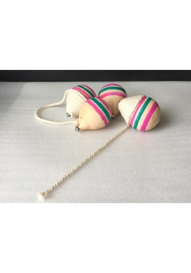 20 Adet Ahşap Topaç- 2 Metre İpiyle Birlikte