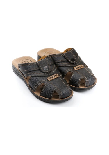 Gezer 09878 Rahat 4 Nokta Taban Kapalı Erkek Terlik Sandalet Siyah