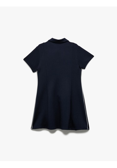 Koton Kısa Kollu Fermuar Kapamalı Gömlek Yaka Elbise Lacivert 6wkg80030ak Lacivert