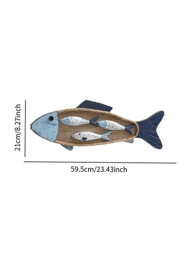 Suntek Ahşap Balık Duvar Sanatı Dekoru, Heykeli Kreş Sahil Büyük