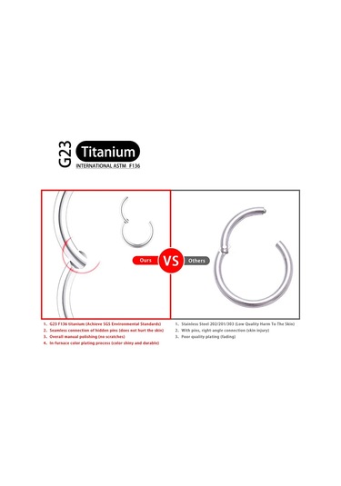 G23 Titanyum 20g/0.8mm Küpe Burun Halkası Septum Hoop Piercing Vücut Kadın 1.2x10mm 2 1.50 CM-Gümüş