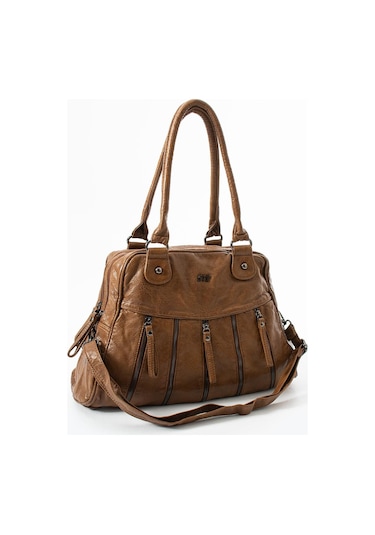 571 Collections Yıkanmış Deri Çok Gözlü Omuz Çantası Taba Model: 571-12l