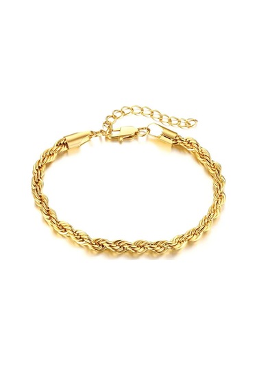 Erkek Altın Kaplama Burma Çelik Bileklik Erkek Zincir Künye Gold