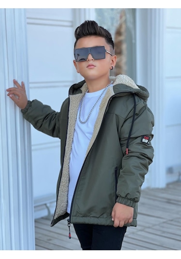 Erkek Çocuk Kapüşonlu İçi Kürklü Mont Km3050 Haki