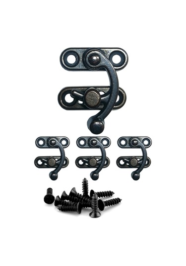 Küçük Yay Gözü Kancalı Kilit Oksit 4 Adet Kutu Sandık ve Kapak Klipsi 20x24 mm