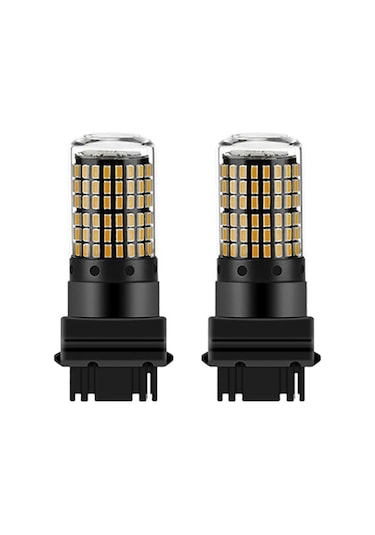 Singree 2 Adet 3156 P27w T25 3014-144smd Canbus Led Ampul - Sarı Sinyal Ve Stop Lambası 112 Karakter