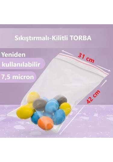 Kilitli Şeffaf Torba 5'li 7.5 Mikron 31 X 42 Cm