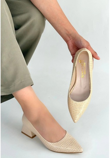 Meort Bej Rugan Topuklu Ayakkabı Bej