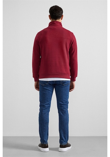 Süvari Koyu Bordo Regular Düz Yarım Balıkçı Yaka Sweatshirt Ssw2013700001-k09 Koyu Bordo