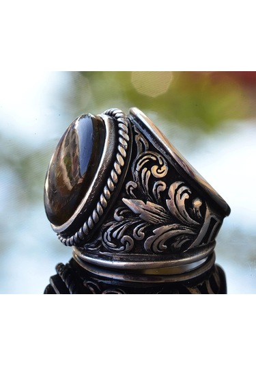 Erkekler İçin İnce Taş Koleksiyonu: 925 Ayar Gümüş Yüzükler - Doğal Taş Seçimi Labradorit Gümüş