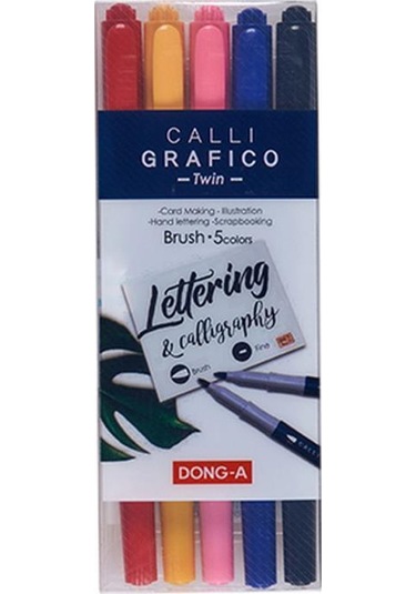 Donga Fırça Uçlu Kaligraf Kalemi Seti 5 Renk