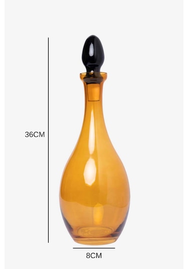 Amber Cam Kapaklı Sürahi - Amber Renk Modern Tasarım Damla Karaf