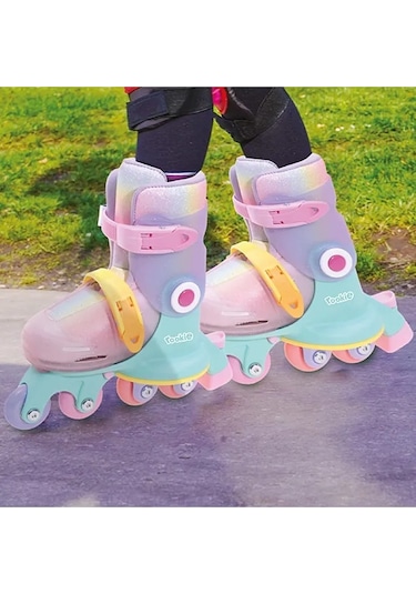Ayarlanabilir Dönüşen Tekerlekli 2 In 1 Twisty Paten - Pembe Çok Renkli
