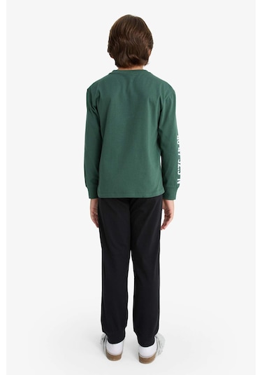 Defacto Erkek Çocuk Pijama Takımı Baskılı Uzun Kollu Üst Uzun Alt F3346a825wngn438 Yeşil