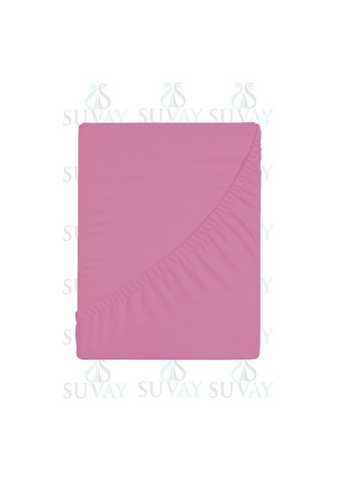 Suvay Penye Lastikli Çarşaf Tek Çift Kişilik Battal Boy %100 Pamuklu Lastikli Penye Çarşaf Pembe