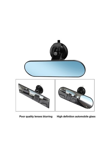 Besthome1 Yüksek Kalite Plastik Siyah 22x6.5cm Geniş Görünüm Araç Geribakış Aynası, Çift Sünger Tutucu