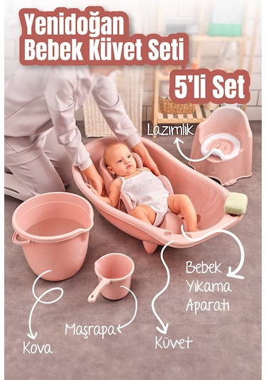 Vienev 5Li Set Yenidoğan Küvet Seti Pembe