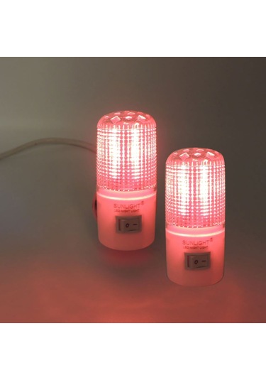 Kısa Led Gece Lambası 0,5W Tasarruflu Işıklı Fişli Düğmeli 2'Li