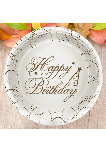 Tabak Elegant Happy Birth.beyaz Noktalı 23cm 6lı