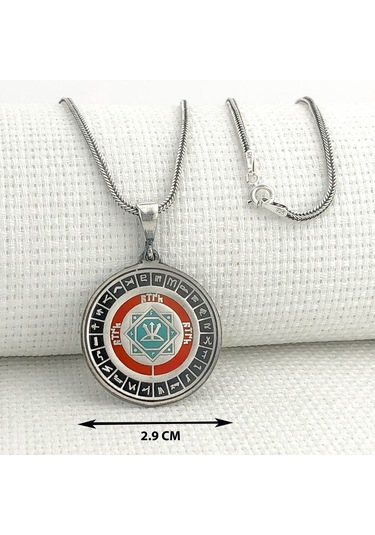 Takıhan Oğuz Kağan Mührü 925 Ayar Gümüş Türk Boyları Simgeli Kolye Gümüş