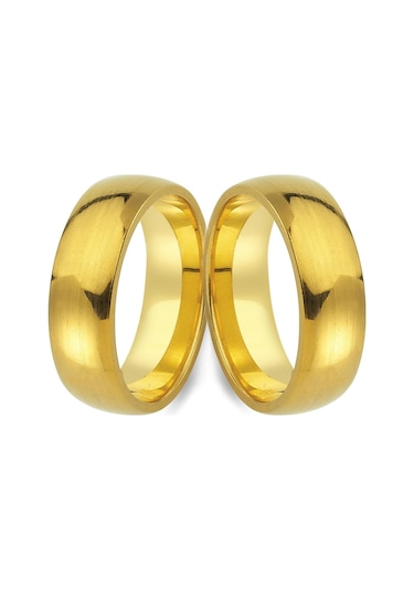 6 Mm Bombeli Çelik Alyans Çifti Söz Yüzükleri Cl10