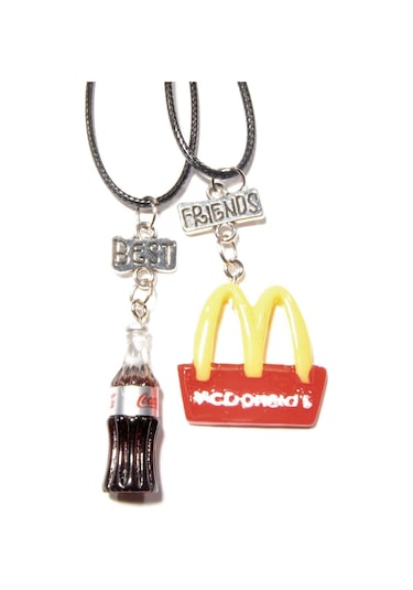Tedz Collection Fast Food Arkadaşlık Kolyesi Siyah