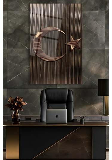 Türk Bayrağı Dikey Cam Tablo Modern Ev Ofis Salon Hediyelik Büyük Tablo Duvar Dekoru Bayrak