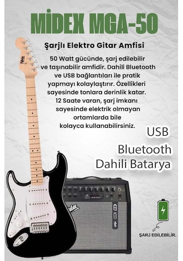 Midex Rph-31wb-50amp Solak Elektro Gitar 50w Amfili Full Set