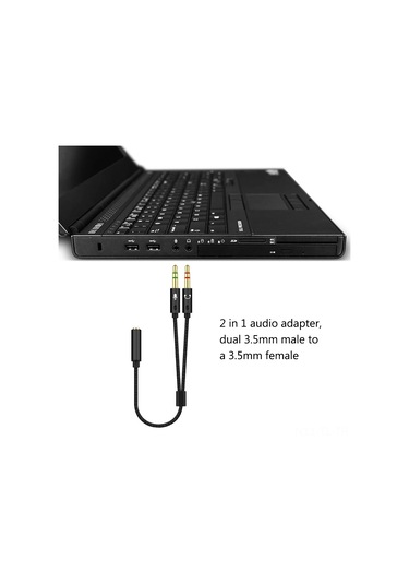 Hombey 25cm Gümüş Nylon Dokuma Ses Kablosu - İki 3.5mm Erkekden Tek 3.5mm Dişeye Çevirici