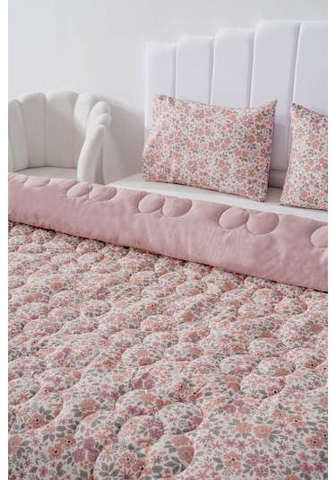 Rivaistanbul Pembe Bahar Çift Kişilik Çift Taraflı Kapitone Yorgan 200x215 Cm Pembe