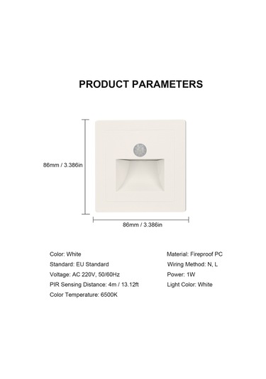 Maiyame Ac220v 6500k Beyaz Led Basamak Lambası, 4m Hareket Algılama, Ateş Güvenli Pc Malzeme, 4 Adet Paket Beyaz