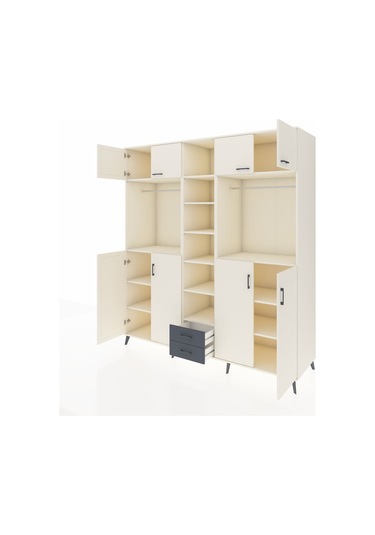 Kronos Dolap 14 Raflı 2 Çekmeceli 2 Askılı 220x59x243 Aytaşı-aytaşı/antrasit Aytası/antrasıt