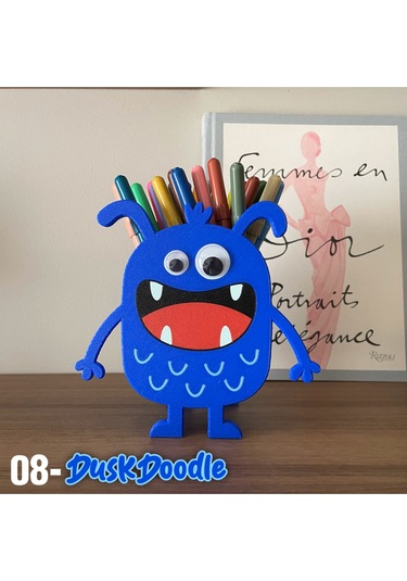 Duskdoodle Mavi Komik Canavar Kalemlik Masa Üstü Düzenleyici