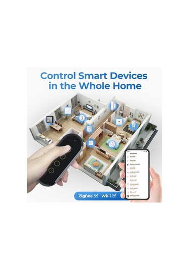 Qingmipy Tuya Zigbee 3.0 Akıllı Dokunmatik Anahtar - Kablosuz Işık Kontrolü, Floresan Özellikli, Grup Paylaşımı