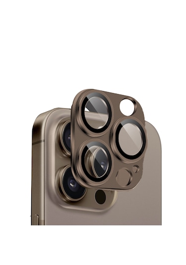 Apple Uyumlu iPhone 16 Pro/16 Pro Max Lens Koruyucu Halka Set-al3130 Kahve