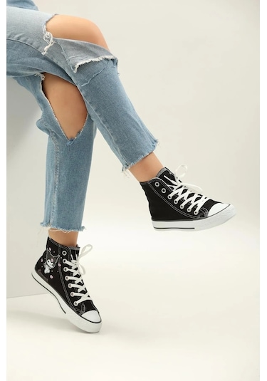 Kuromi Baskılı Bilekli Spor Ayakkabı Sneakers Siyah