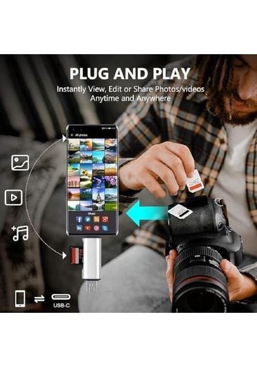 5848 Type C Usb Kart Okuyucu Micro Sd Card Reader Çevirici Dönüştürücü Adaptör