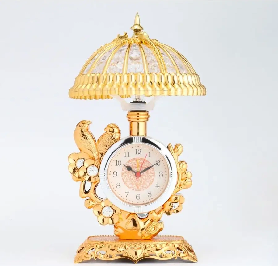 Simalend Retro Mutfak Lamba Masa Saati Papağanlar İle Çalar Saat 17775140 Altın Rengi