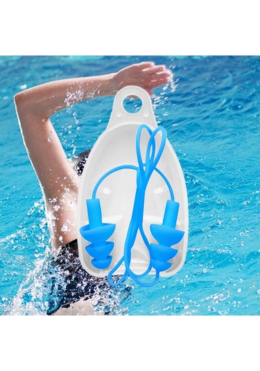 Homyl Taşıma Kutulu Silikon Kulak Tıkaçları İş Uyku Mavi