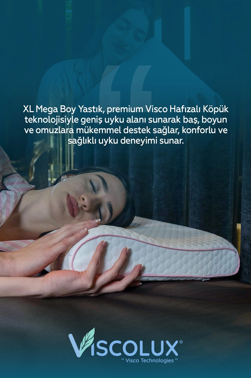 Mega Boy Ortopedik Yastık - Boyun Destekli Visco Yastık 60x40x11/8 Pembe